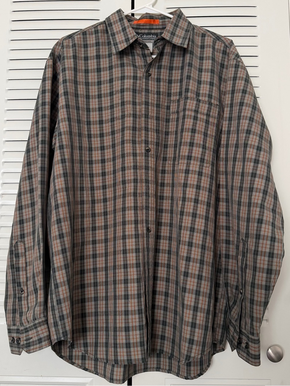 Columbia Men’s Plaid Button-Down Shirt - Green & Brown